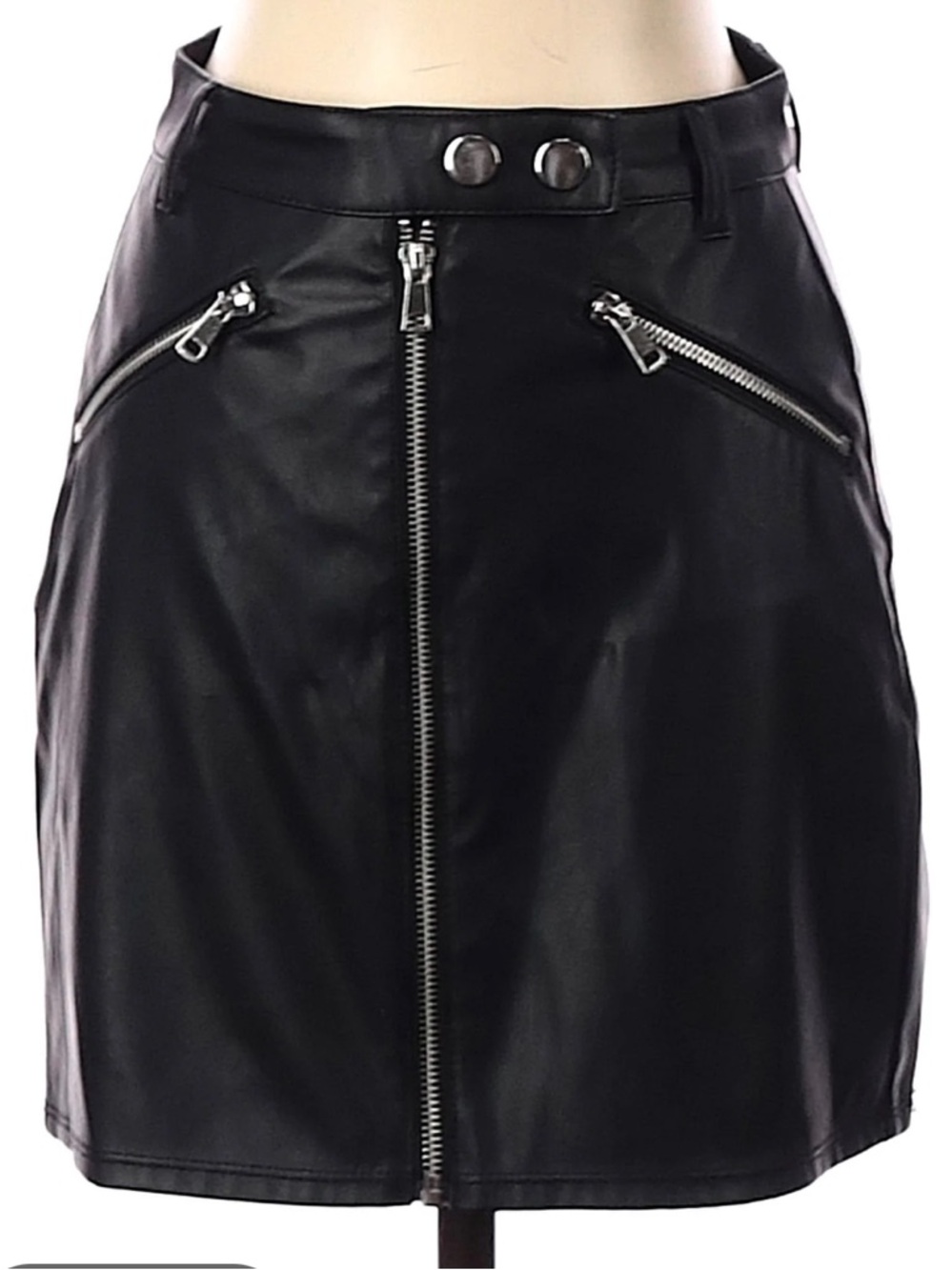 Wild Fable Black Faux Leather Moto Mini Skirt